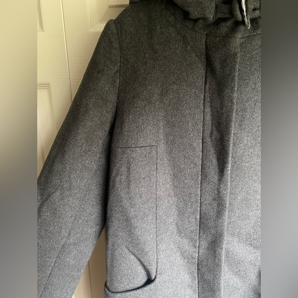 NEW Aritzia Babaton Wool Hooded Coat - Grey Size L - Picture 5 of 14